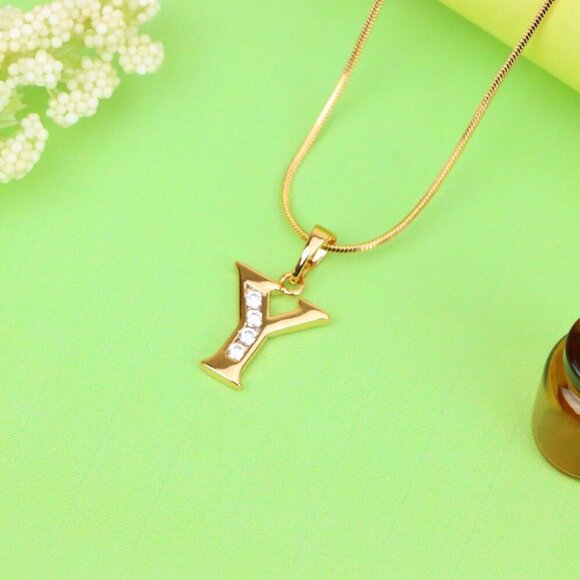 "Rose Gold Alphabet Y Pendant with Sparkling Crystals, XPPT1374 - Picture 4 of 12